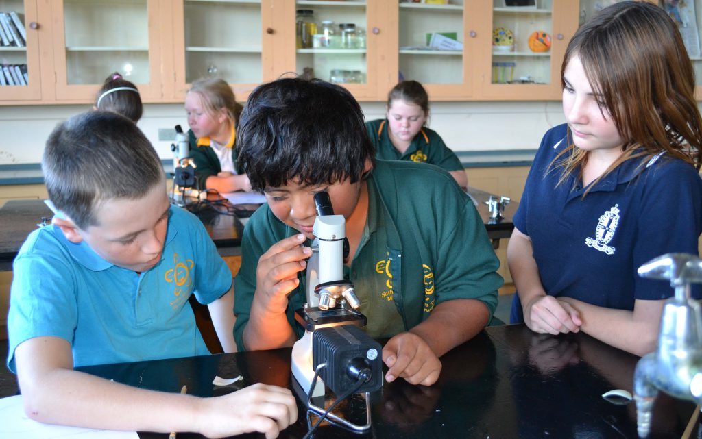 Sathya Sai students Connor Quilter and Lucas Garcia with Murwillumbah High School student Breanna Heymann. Sathya Sai students Connor Quilter and Lucas Garcia with Murwillumbah High School student Breanna Heymann.